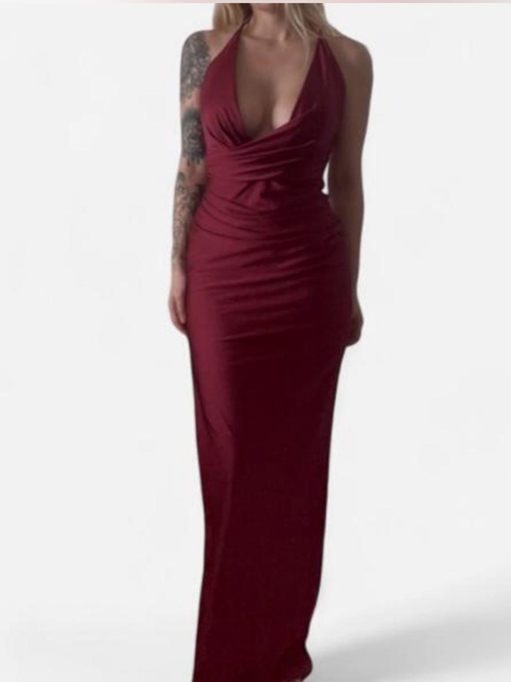 Portia & Scarlett Red Cowl Neck Halter Maxi Gown Dress Size 2